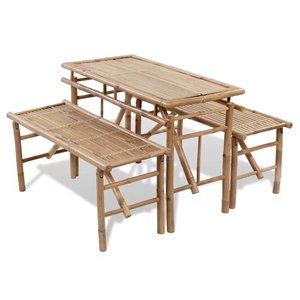 Ensemble de salle à manger moderne en bambou, table en bambou avec bancs assortis pour café, restaurant, hôtel, vente en gros, Kingcraftviet - Product Image 3