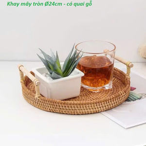 Set of 3 Round Rattan Serving Trays Handwoven Natural Wicker Tray Set for Food Serving Home Decor and Restaurant <b>Display</b> - Product Image 4