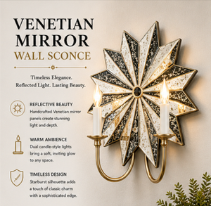 Geometric <b>Star</b> Wall Sconce with Antique <b>Mirrored</b> Glass and Gold Finish for Decorative Lighting - Product Image 2
