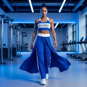 Blue Cheerleader Skirt <b>Pants</b> High Waist Ankle Length Loose Fit Spandex Polyester <b>Dance</b> Team Uniform Stage Performance Wear - Product Image 1