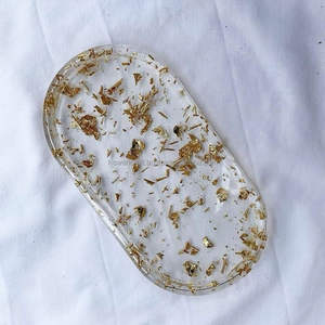 Quality Best Polished Resin Tray With Golden <b>Foil</b> Custom Size Serving Tray for Oval Shape Home <b>Kitchen</b> and Tabletop - Product Image 1