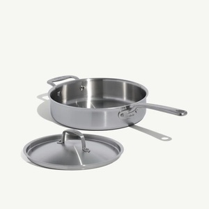 Wholesale Heavy Duty Stainless Steel Sauté <b>Pan</b> Commercial Grade Straight Sided <b>Skillet</b> with Cover Factory Direct Supply Cookware - Product Image 1