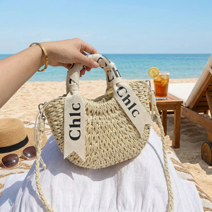 Bolso de Mano de Cuerda de Papel, Bolso Bandolera Tejido en Forma de Media Luna, Bolso de Paja Bohemio Chic para Mujer - Viettimecraft - Product Image 4