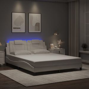 Cadre de lit rembourré Viana blanc 59,8''x79,9'' avec éclairage LED, matelas non inclus - Product Image 5