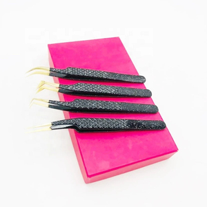 Pince à épiler en acier inoxydable de haute qualité pour extensions de cils, étiquette privée, vente en gros, noire et argentée, pointue - Product Image 2