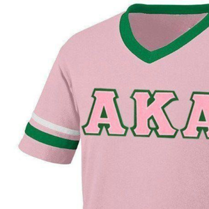 DESCUENTO Camiseta Deportiva Personalizada AKA Jersey, Color Rosa Claro, Cuello en V, Manga Corta, Ropa Deportiva Griega, Camiseta del Equipo AKA - Product Image 4