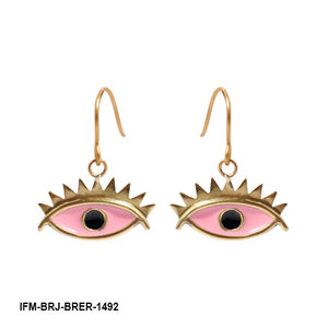 Pendientes de latón hechos a mano con forma de ojo, de moda, con esmalte rosa y pestañas de alambre intrincadas, resistentes al deslustre, para compromiso femenino - Product Image 1