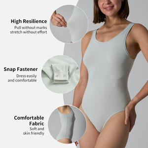 Body de algodón para mujer con cuello redondo, de jersey de alta elasticidad, tacto suave, control de abdomen, efecto adelgazante y moldeador. - Product Image 6