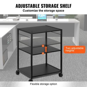 EPA certificata 3-Tier altezza regolabile supporto per stampante nero scaffali con ganci per stampante Scanner Fax in uso ufficio a casa - Product Image 6