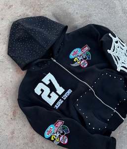 Sweat à capuche personnalisé avec logo sur le devant, coupe et couture uniques, en molleton de coton, grande taille, respirant, anti-plis, style court, pour hommes - Product Image 4