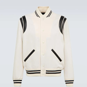 เสื้อแจ็คเก็ตหนังแท้ ระบายอากาศได้ดี ผ้าฝ้าย 100% แบบ Letterman สำหรับผู้ชาย ติดกระดุมด้านหน้า คอวี สไตล์ลำลองแบบนักศึกษา เสื้อคลุมตัวนอก - Product Image 3