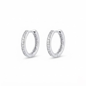 925 <b>Silver</b> <b>Earrings</b> With Round Brilliant Cut Diamond Channel Setting Minimalist Everyday Wear Unisex - Product Image 2