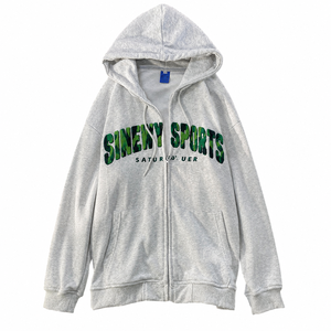 Unisex Zipper-Up Hoodie with Chenille Patches Logo Custom Chenille Embroidery Velour Fabric Waterproof Solid Winter - Product Image 1