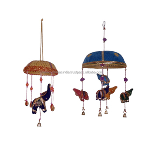 Haute vente carillon éolien en coton fabriqué à la main de haute qualité suspendu carillon éolien éléphant avec cloches au prix du marché du grossiste - Product Image 2