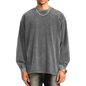 Sweat-shirt à col rond oversize vintage pour homme, en molleton de coton épais, style streetwear, pull uni - Product Image 1