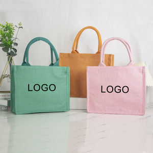 Sac fourre-tout en jute vert de qualité supérieure, écologique, réutilisable, avec longues poignées - Product Image 1