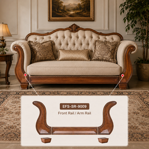Estructura Lateral Curva de Madera Maciza Premium para Sofá, Componente Decorativo de Muebles, Proveedor OEM de Piezas Tapizadas para Sofá - Product Image 4