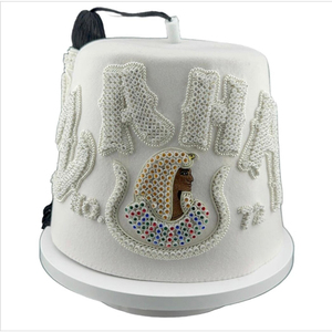 Sombrero Shriners Fez 2026, Étnico Blanco, 100% Lana, Bordado a Mano con Pedrería, Regalia Masónica, para Fiestas al Aire Libre, Uso Diario, Personalizable - Product Image 1