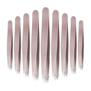 Pinzas para Pestañas de Acero Inoxidable y Aleación, Juego de 9 Piezas, Pinzas para Pestañas Color Oro Rosa, Estilo Moderno - Product Image 1
