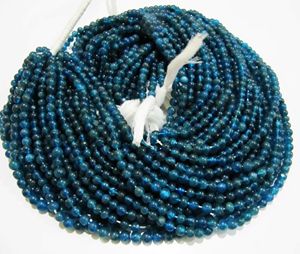 Apatita Neón Natural Genuina, Cuentas Redondas Lisas de 4-5 mm, Color Azul, 13 Pulgadas de Largo - Product Image 1