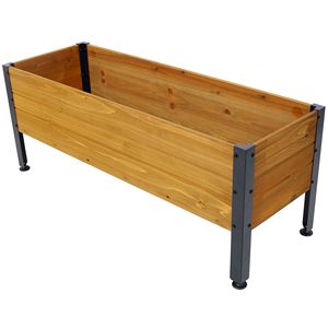 Rectangular Wooden Raised Garden Planter <b>Box</b> for Outdoor Plants Elevated Herbs Vegetables & <b>Flowers</b> Great for Patios - Product Image 2