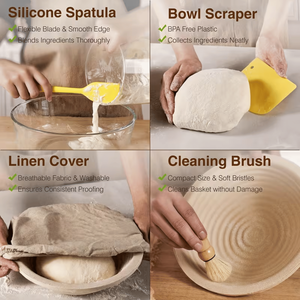 Set di Utensili Speciali per Pane da 9 Pollici di Diametro: Ciotola per Lievitazione con Coperchio, Impastatrice, Grattugia per Impasto, Raschietto - Product Image 5