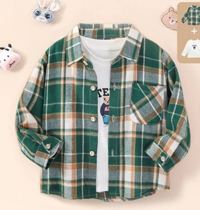 Chemises à carreaux décontractées pour garçons, 100 % coton, à manches longues, col rond, avec logo personnalisé, tricotées, séchage rapide, écologiques - Product Image 3
