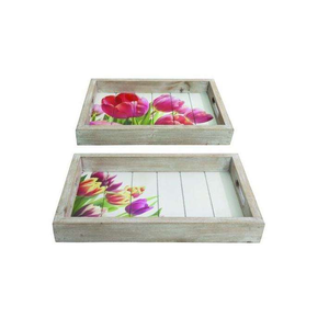Plateau de service et de rangement en bois imprimé émail, plateau de petit-déjeuner moderne en MDF, plateau de service pour thé, café et nourriture, pour la maison, les cafés, la décoration de table - Product Image 4