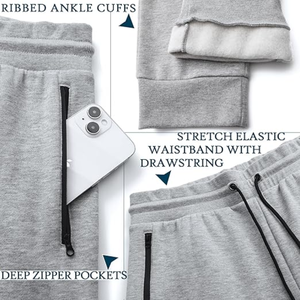 Pantalon de jogging en molleton respirant et écologique pour homme, idéal pour la gym et l'entraînement, avec poches zippées et impression numérique - Product Image 4