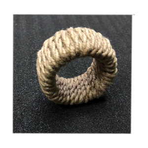 Anneau de serviette en jute fait main, corde de chanvre naturelle, fil argenté, porte-serviette rustique vintage, décoration de table pour mariage, fournitures hôtelières - Product Image 4