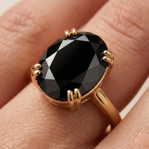 Anillo Solitario Ovalado de Moissanita Negra de 5CT para Unisex, Oro Sólido de 14K, Estilo Único y Elegante, Regalo para Enamorados - Product Image 3