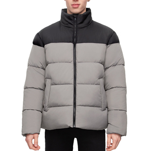 Blouson matelassé color-block pour homme, col montant, fermeture éclair, épais, hiver, décontracté, grande taille, coupe classique - Product Image 5
