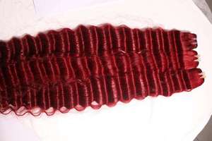Extensiones de Cabello Humano Remy Ondulado Profundo, Color Rojo Sangre, Cutícula Alineada, Vietnamita, 100g, Doble Trama, Precio de Fábrica, Color Personalizado - Product Image 4