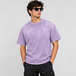 Camiseta Extra Grande Personalizada para Hombre, 100% Algodón, Estilo Casual Vintage Lavado, con Logotipo Bordado en el Pecho, Hombros Caídos, Corte Holgado - Product Image 5