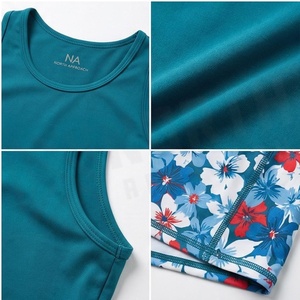 Women Floral Print 2 Piece Tankini <b>Set</b> Quick Dry Spandex Polyester Shorts and Tank Top Regular Fit Knitted Sportswear - Product Image 4
