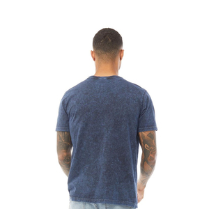 T-shirt en coton bleu délavé pour homme avec logo personnalisé, respirant, coupe classique, manches courtes, col rond, 100% coton, vêtements d'été pour homme - Product Image 3