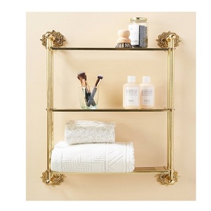 Exclusive Quality Metal Gold Color Wall Mounted Rack Marvelous Design Customized Shape Bathroom Rack In India - Product Image 4