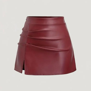 Jupe mini taille haute en cuir véritable pour femme, coupe ajustée, style décontracté, streetwear élégant pour l'hiver, vente en gros OEM - Product Image 1