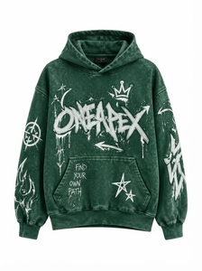 ชุดเซ็ตเสื้อฮู้ดดี้สีเขียวล้างสี One Apex พร้อมกางเกงขายาวทรงหลวม สไตล์สตรีทแวร์ แขนยาว ผ้าฝ้าย เหมาะสำหรับฤดูใบไม้ร่วง - Product Image 6