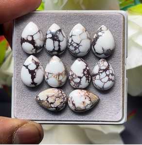 อะเกตธรรมชาติทรงลูกแพร์สีขาวลายเส้นสีน้ำตาลขัดเงาสำหรับทำเครื่องประดับ - Product Image 3