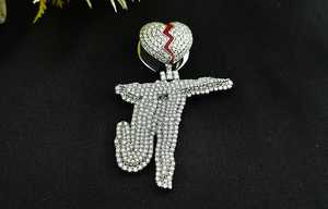 Colgante de Letra Hip Hop Iced Out con Corazón Roto de Moissanita, Plata de Ley 925, Amuleto Unisex, Regalo - Product Image 6