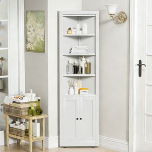 Gabinete de Almacenamiento Esquinero de 71 Pulgadas de Alto con 2 Puertas y 5 Estantes Ajustables, Gabinete de Cocina Metálico Independiente - Product Image 1