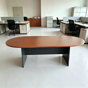 Oval Conference <b>Table</b> Wood Veneer Modern Design Durable <b>Office</b> Furniture for Commercial Use Boardrooms 12-Seater Metal Legs - Product Image 1