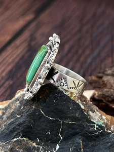 Kingman Turquoise Adjustable Sterling <b>Silver</b> <b>Ring</b> Handcrafted Southwestern Artisan Jewelry Natural Gemstone <b>Statement</b> Band - Product Image 3