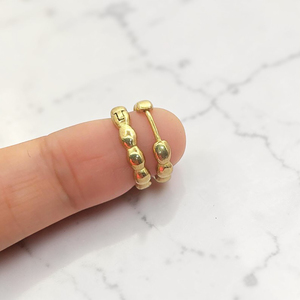 Pendientes de Aro Redondos de Latón Chapado en Oro de 18K, Estilo Burbuja, DIY, de 15mm, con Cuentas Gruesas y Texturizadas, Tipo Huggie, Accesorios para Oreja, Joyería de Moda Minimalista - Product Image 3