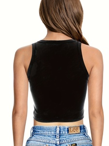 Débardeur de fitness unisexe en polyester/coton uni, sans manches, maille respirante, tricoté, anti-boulochage, col rond, style streetwear, personnalisable - Product Image 3