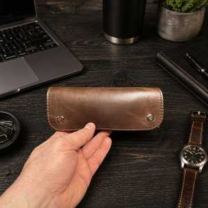 Soft Genuine Leather Glasses Cover Luxury Cowhide Spectacles Pouch <b>Slim</b> Handmade Travel Sunglasses Case Bag LGC-0015 - Product Image 3
