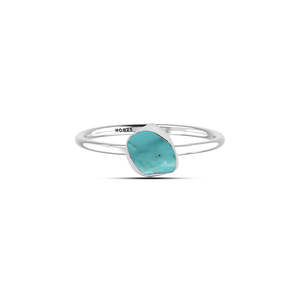 Anillo Minimalista de Plata 925 con Turquesa, Engaste de Bisel, Forma Geométrica, Unisex, para Uso Diario - Product Image 2