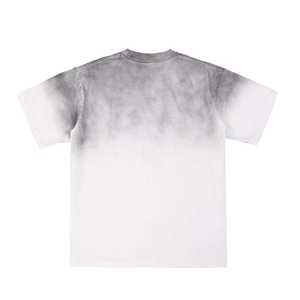 Men's <b>Tie</b>-Dye Short Sleeve O-Neck T-Shirt Regular Fit Casual <b>Knitted</b> Cotton White with Gray Gradient Pattern - Product Image 2