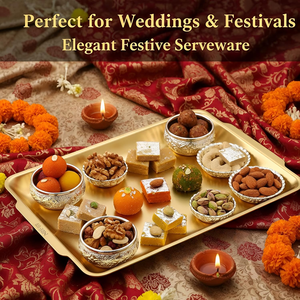 Bandeja de Lujo Multiusos para Té, Aperitivos, Postres, Frutas y Pasteles, con Acabado Brillante Chapado en Oro, Apta para Lavavajillas y Microondas, para Cocina y Comedor - Product Image 6